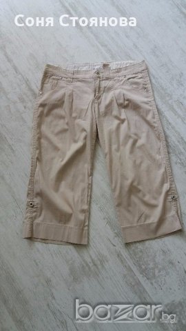 Панталон дамски бежов под коляното тънка материя памук, снимка 1 - Панталони - 18454743