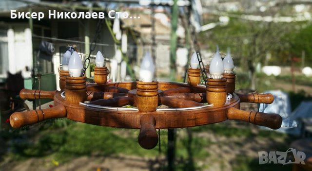 Ръчно изработен рул-полилей с дървени чашки!, снимка 3 - Полилеи - 18963555
