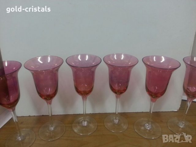 Ретро стъклени чаши за вино цветно стъкло, снимка 6 - Антикварни и старинни предмети - 22450614