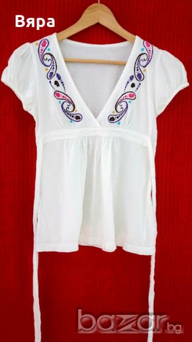 Блуза с бродерия - индийски орнаменти! , снимка 6 - Тениски - 21371363