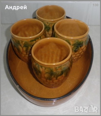 Комплект  керамична  тава(поднос)+красиви керамични чаши за вино, снимка 2 - Съдове за готвене - 23206498