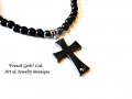 Мъжко колие от оникс и хематит с кръст, снимка 3