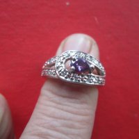 Страхотен посребрен  пръстен  с аметист, снимка 6 - Пръстени - 23705881