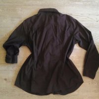 Дамска памучна кафява риза с дълъг ръкав-размер 46, снимка 3 - Ризи - 19298475