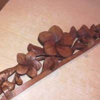 дървена закачалка с дърворезба-внос швеицария-42х13х8см, снимка 3 - Колекции - 20971433