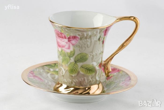  Красиви чаши за чай и кафе със рози, снимка 1