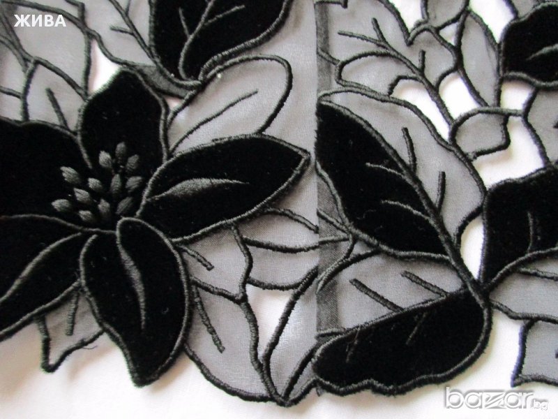 ALBERT NIPON - черна дантела от коприна и кадифе, дамски топ, снимка 1