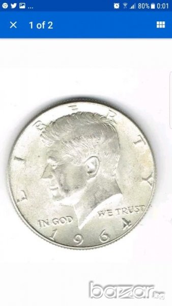 AU-UNC 50 Cents JFK 1964 Philadelphia Mint, снимка 1
