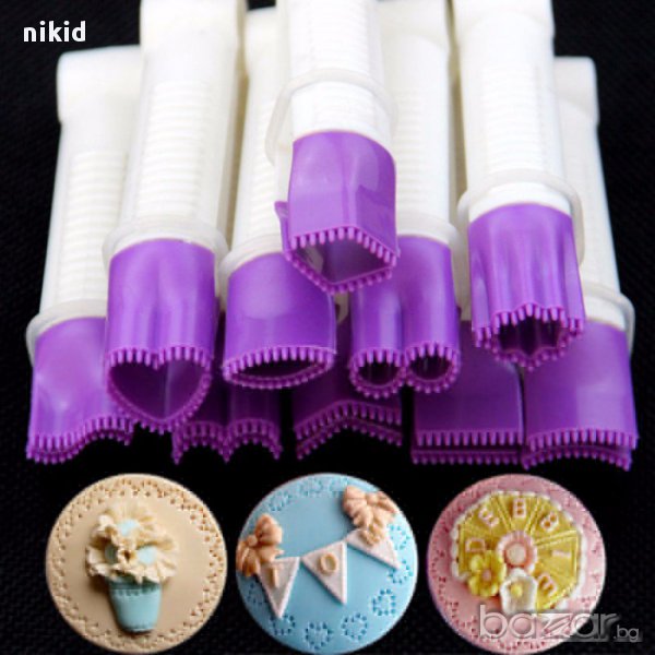 инструменти щипки за декорация торта бисквити с тесто фондан 10 бр заоблени назъбени дупки, снимка 1