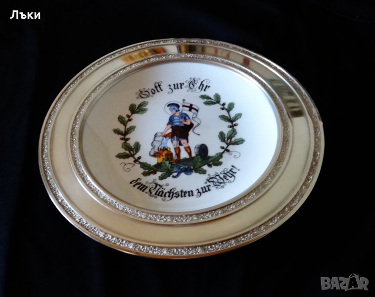 Пано,чиния от калай,баварски порцелан,рицар Св.Флориан. , снимка 1