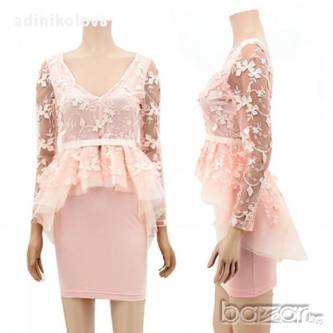 Нова розова рокля с дантела, снимка 3 - Рокли - 13109173