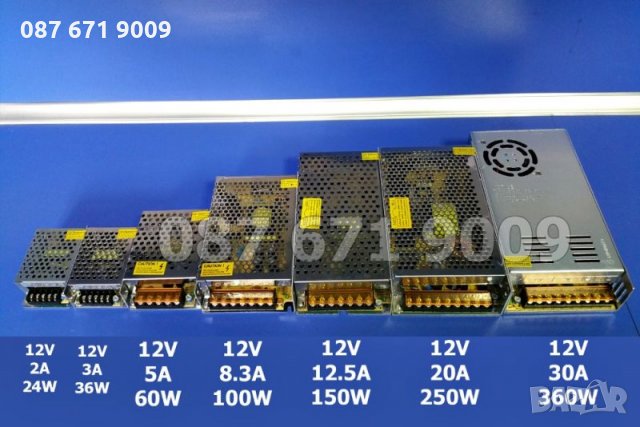 Захранване трансформатор 12V, адаптер за LED, камери, трансформатори , снимка 2 - Друга електроника - 23312226