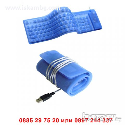 Силиконова Клавиатура Сгъваема Синя, снимка 6 - Клавиатури и мишки - 12538540
