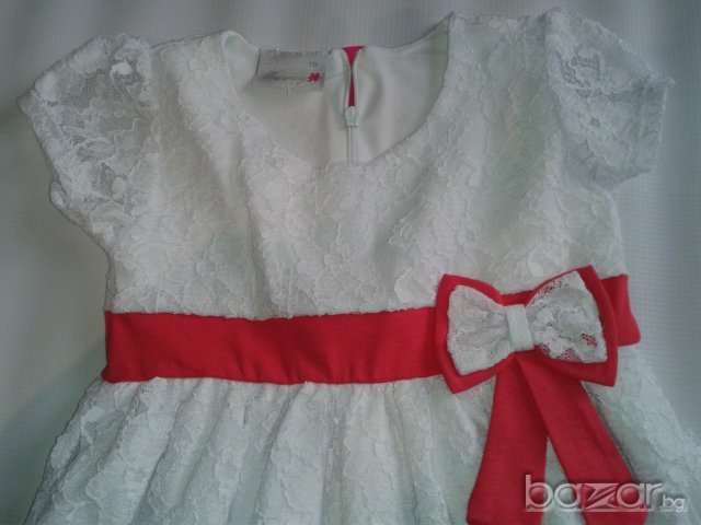 Бяла детска рокля с къс ръкав , памучна подплата и дантела, , снимка 3 - Детски рокли и поли - 9627241