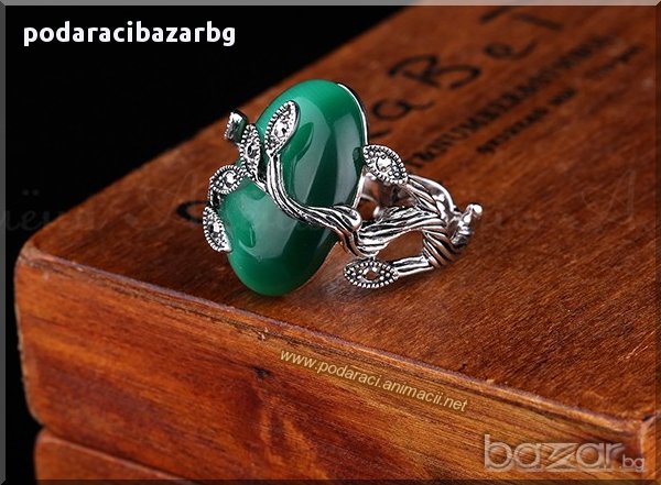 ПРЪСТЕН С ГОЛЯМ АХАТ И КУБИК ЦИРКОНИЙ – ЛУКС И МИСТИКА, снимка 3 - Пръстени - 14640159