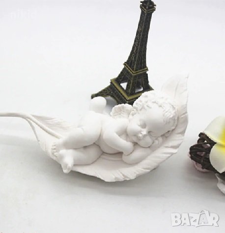 Бебе върху перо листо Дълбок силиконов молд форма тесто фондан сапун гипс шоколад мъфини, снимка 2 - Форми - 23403105