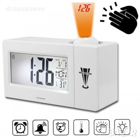 3605 часовник с проекция и активиране чрез пляскане на ръце, снимка 3 - Други стоки за дома - 23528061