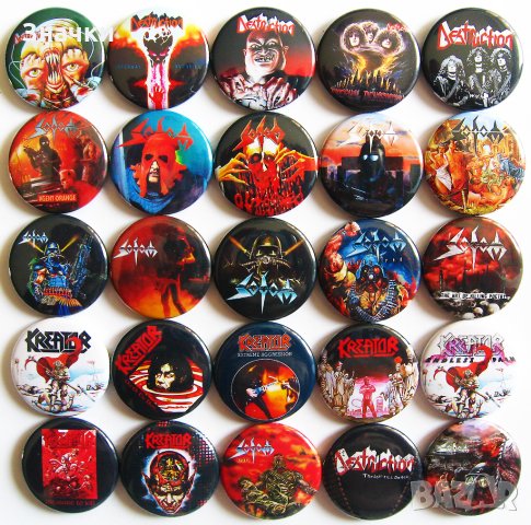 Значки на Sodom, Kreator, Destruction Thrash Metal