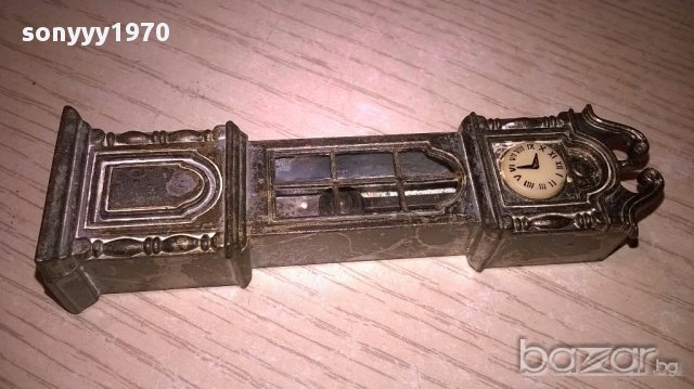 Мини ретро колекция часовник с махало-месинг-9х3х2см-внос швеицария, снимка 4 - Антикварни и старинни предмети - 17522437