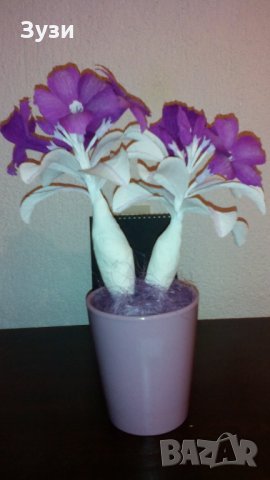 Цветя от хартия-Адениум, Пустинна роза, снимка 4 - Изкуствени цветя - 24676061