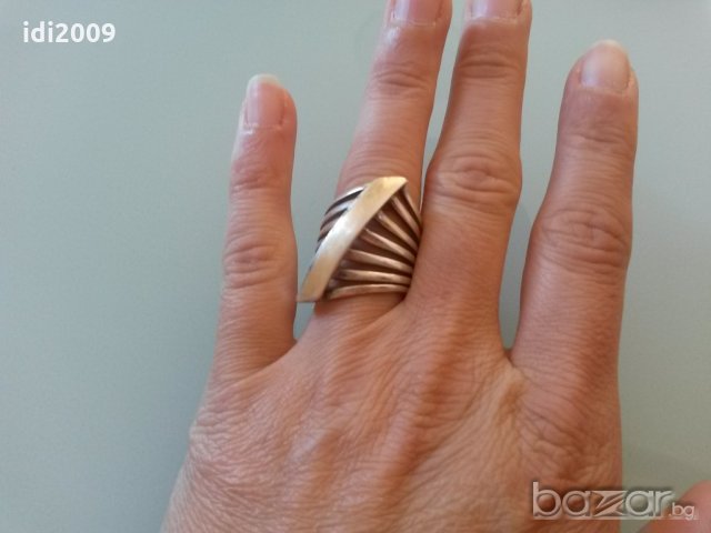 Сребърен пръстен решетка, снимка 3 - Пръстени - 18862165