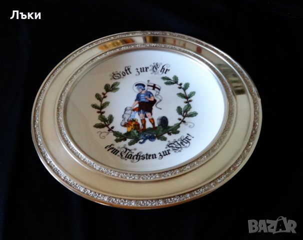Пано,чиния от калай и порцелан с рицар Св.Флориан. , снимка 1 - Антикварни и старинни предмети - 23363136