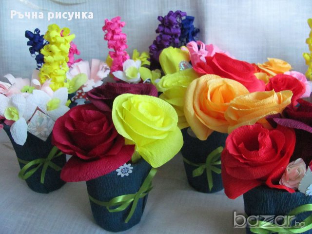 Букетчета с цветя от хартия ,2лв, снимка 2 - Декорация за дома - 17010667