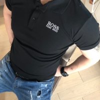 Мъжка тениска с яка Boss код 013, снимка 1 - Тениски - 24481497