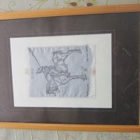 Уникална авторска картина Рицар върху тъкана каприна , снимка 3 - Картини - 25407670