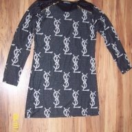 дамска блузка-туника с кожени ръкави на YSL реплика-размер- М-Л - ХЛ, снимка 2 - Туники - 9218715