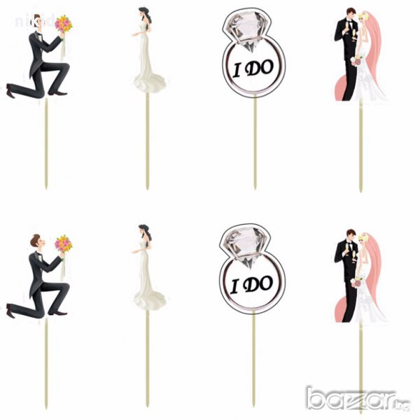24 бр младоженци сватба топери украса декорация за мъфини кексчета торта и парти годишнина, снимка 1