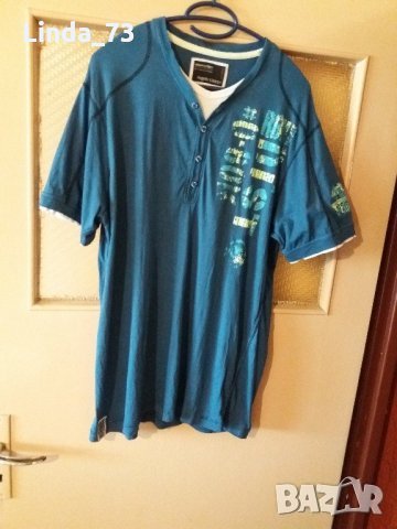 Мъж.тениска-"ANGELO LITRICO"-C&A,цвят-тюркоазено синьо+бяло. Закупена от Германия., снимка 1