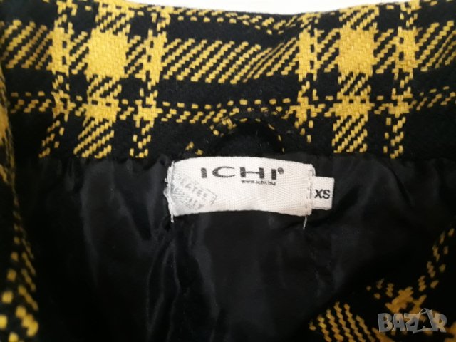 Дамско карирано палто марка Ichi , снимка 3 - Палта, манта - 23570080