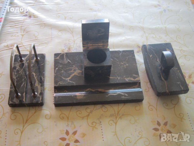 Уникална немска мраморна мастилница комплект, снимка 6 - Колекции - 25549484