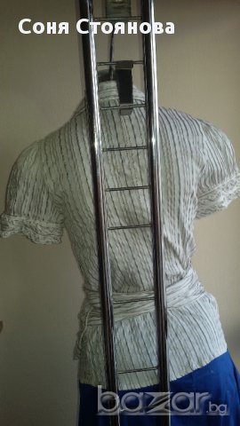 Дамска риза Zara къс ръкав вертикално райе, снимка 4 - Ризи - 15378915