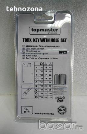 Шестограми - torx с отвор 9бр,  Topmaster professional, снимка 3 - Други инструменти - 20867077