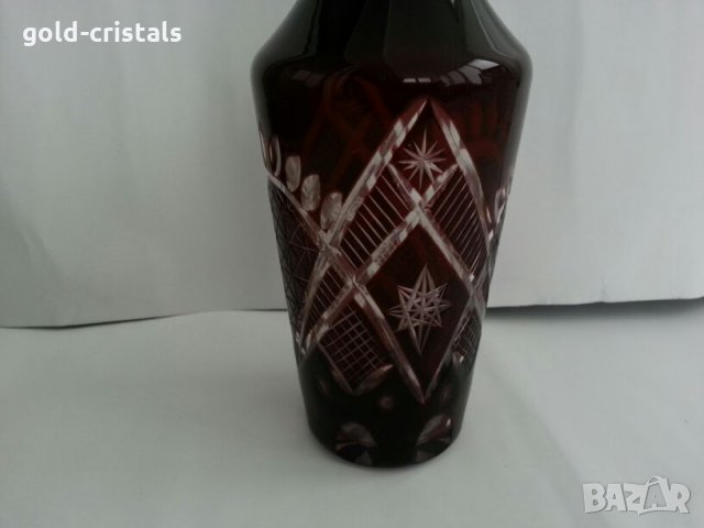 Кристална гарафа и чаши  червен кристал, снимка 2 - Антикварни и старинни предмети - 25547577
