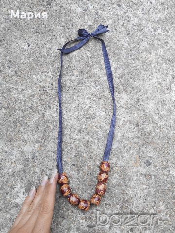 Ново!Красиво колие-естествени материали ръчно рисувано, снимка 2 - Колиета, медальони, синджири - 18535666