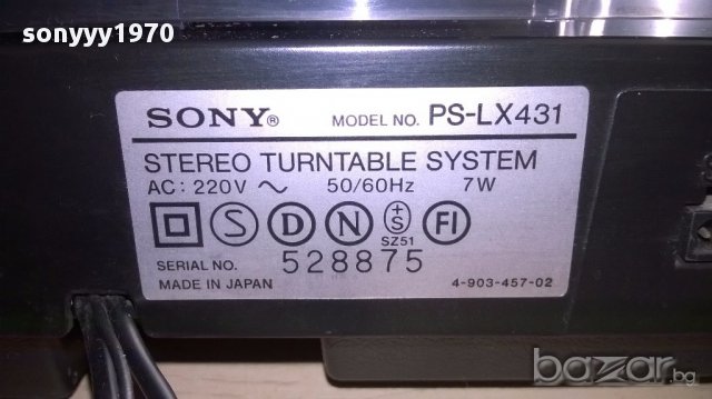 Sony ps-lx431 stereo turntable-made in japan-внос швеицария, снимка 6 - Ресийвъри, усилватели, смесителни пултове - 15858496