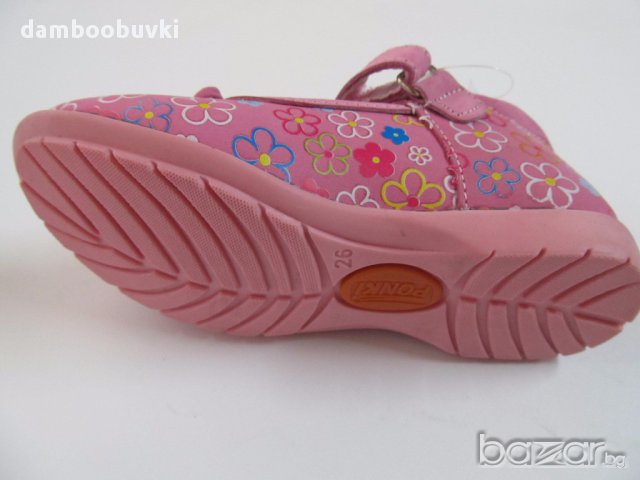 Обувки естествена кожа Понки розово с цветен принт, снимка 4 - Детски маратонки - 17508650