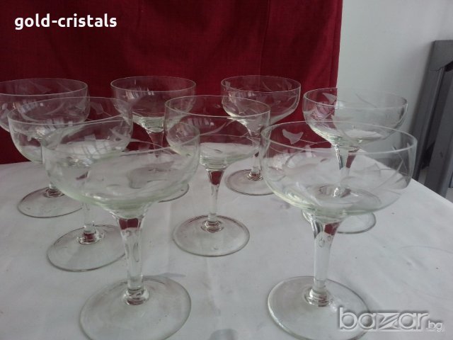 стъклени чаши гравирани, снимка 6 - Антикварни и старинни предмети - 19581310