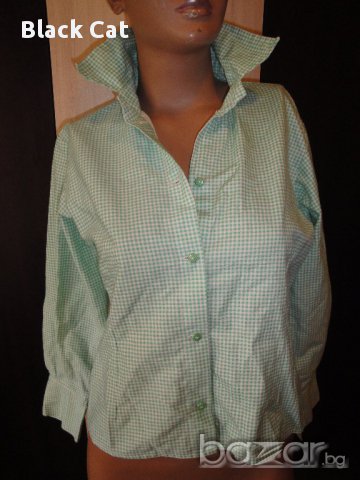Светлозелена карирана дамска риза, блуза с дълъг ръкав, ръкави, дамски топ, жилетка, снимка 4 - Ризи - 13869321