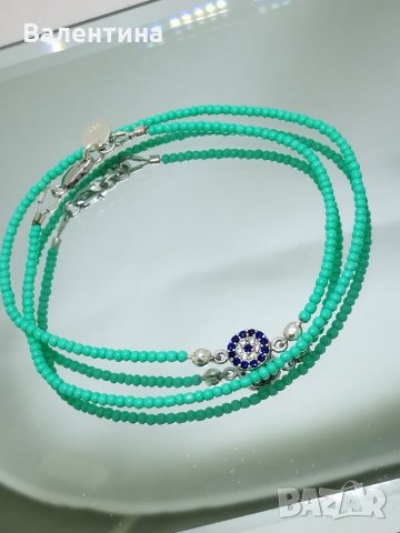  2 в 1 двойна гривна или гердан сребро и цирконий+Подарък, снимка 5 - Гривни - 22264485