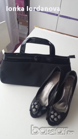 Сатенени обувки, 38 +сатенена чантичка, снимка 3 - Дамски обувки на ток - 17837861