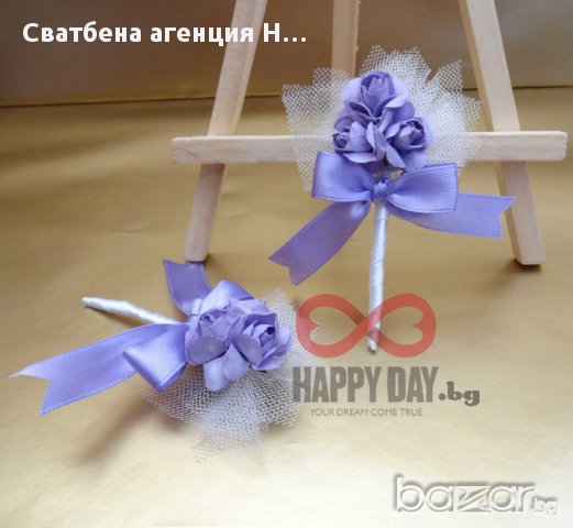 Сватбени бутонери - бутониера за ревер Бюти, снимка 2 - Сватбени аксесоари - 14769549