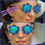 Екстравагантни слънчеви очила лукс прозрачно със синьо