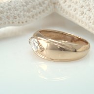 златен пръстен, тип халка, с цирконий форма маркиз 3.23 грама, размер 54, снимка 4 - Пръстени - 11165179