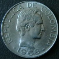 20 центаво 1968, Колумбия, снимка 2 - Нумизматика и бонистика - 21551550