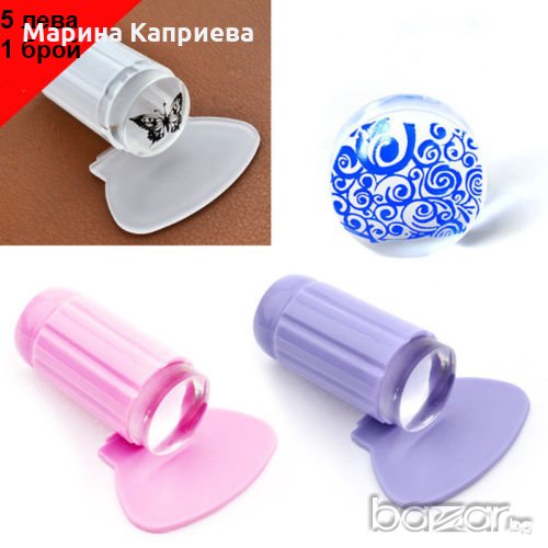 Прозрачен печат (тампон) за нокти + шпатула, снимка 1