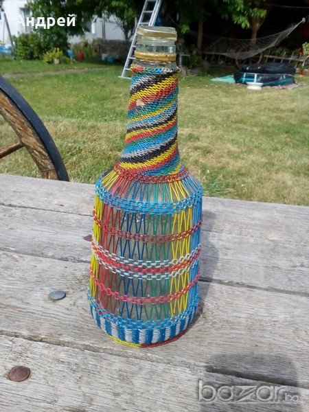 Старинно плетено шише,бутилка, снимка 1